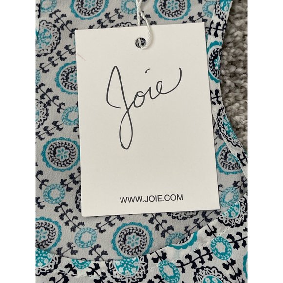 Joie Drew D Silk Printed Porcelain Peacock Blue Medallion Tank Size S NWT $198 - Picture 5 of 11